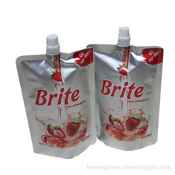 Juice Bags with Standing Up Itself, Customized Gravure Printings, Designs and Sizes Accepted